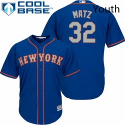 Youth Majestic New York Mets 32 Steven Matz Replica Royal Blue Alternate Road Cool Base MLB Jersey