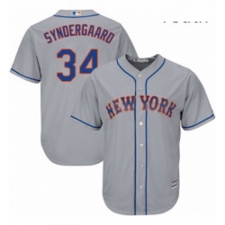 Youth Majestic New York Mets 34 Noah Syndergaard Authentic Grey Road Cool Base MLB Jersey