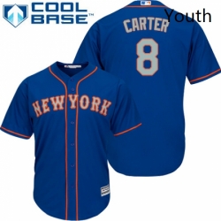 Youth Majestic New York Mets 8 Gary Carter Authentic Royal Blue Alternate Road Cool Base MLB Jersey