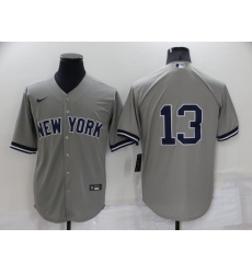 Men New York Yankees 13 Alex Rodriguez Grey Cool Base Stitched Baseball Jerseys