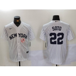 Men New York Yankees 22 Juan Soto White Cool Base Stitched Baseball Jersey 5