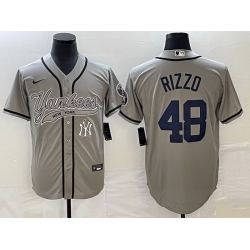 Men New York Yankees 48 Anthony Rizzo Gray With Patch Cool Base Stitched Baseball Jersey