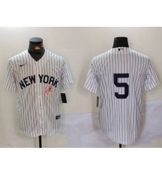 Men New York Yankees 5 Joe DiMaggio White Cool Base Stitched Baseball Jersey 2