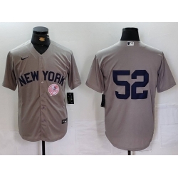 Men New York Yankees 52 CC Sabathia Grey Cool Base Stitched Baseball Jersey 3