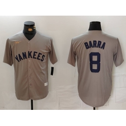 Men New York Yankees 8 Barra Grey Cool Base Stitched Baseball Jersey