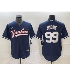 Men New York Yankees 99 Aaron Judge Navy Cool Base Stitched Baseball Jersey