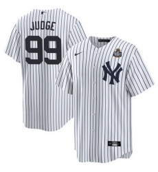 Men New York Yankees 99 Aaron Judge White 2024 World Series With Name Cool Base Stitched Baseball Jersey