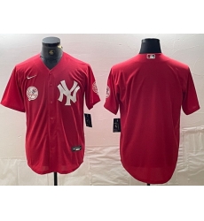 Men New York Yankees Big Logo Red Cool Base Stitched Baseball Jersey 20