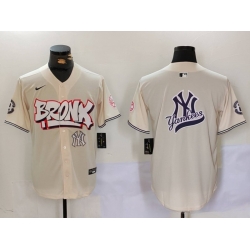 Men New York Yankees Blank Cream The Bronx Graffiti V2 Vapor Limited Stitched Baseball Jersey 7