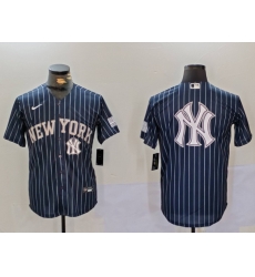 Men New York Yankees Navy Team Big Logo Cool Base Stitched Baseball Jersey 010