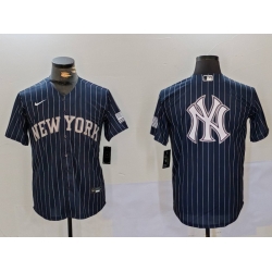 Men New York Yankees Navy Team Big Logo Cool Base Stitched Baseball Jersey 10