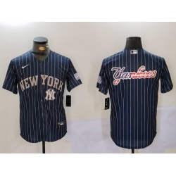 Men New York Yankees Navy Team Big Logo Cool Base Stitched Baseball Jersey 13