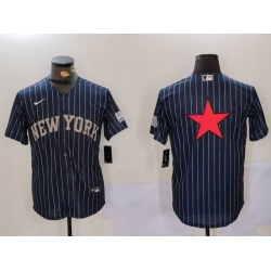 Men New York Yankees Navy Team Big Logo Cool Base Stitched Baseball Jersey 7