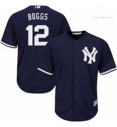 Mens Majestic New York Yankees 12 Wade Boggs Replica Navy Blue Alternate MLB Jersey