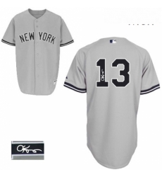 Mens Majestic New York Yankees 13 Alex Rodriguez Authentic Grey Road Autographed MLB Jersey