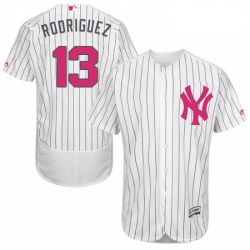 Mens Majestic New York Yankees 13 Alex Rodriguez Authentic White 2016 Mothers Day Fashion Flex Base Jersey 