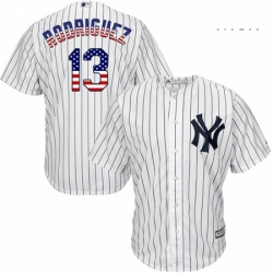 Mens Majestic New York Yankees 13 Alex Rodriguez Replica White USA Flag Fashion MLB Jersey