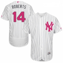 Mens Majestic New York Yankees 14 Brian Roberts Authentic White 2016 Mothers Day Fashion Flex Base MLB Jersey