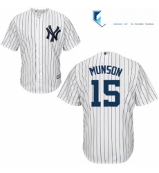 Mens Majestic New York Yankees 15 Thurman Munson Replica White Home MLB Jersey