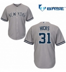 Mens Majestic New York Yankees 31 Aaron Hicks Replica Grey Road MLB Jersey