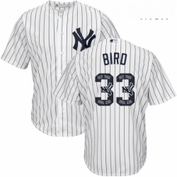 Mens Majestic New York Yankees 33 Greg Bird Authentic White Team Logo Fashion MLB Jersey