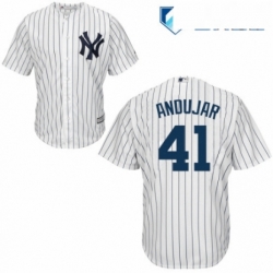 Mens Majestic New York Yankees 41 Miguel Andujar Replica White Home MLB Jersey 