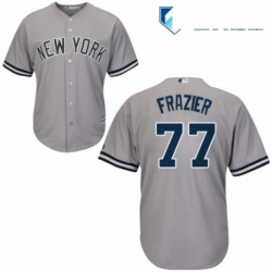 Mens Majestic New York Yankees 77 Clint Frazier Replica Grey Road MLB Jersey 