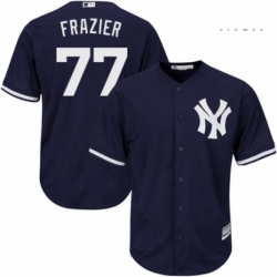 Mens Majestic New York Yankees 77 Clint Frazier Replica Navy Blue Alternate MLB Jersey 