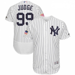 Mens Majestic New York Yankees 99 Aaron Judge White Stars Stripes Authentic Collection Flex Base MLB Jersey