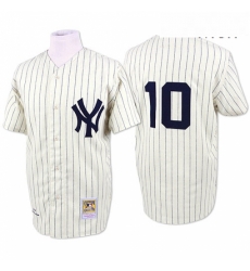 Mens Mitchell and Ness New York Yankees 10 Phil Rizzuto Replica White Throwback MLB Jersey