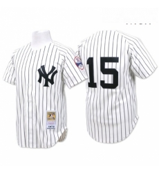 Mens Mitchell and Ness New York Yankees 15 Thurman Munson Replica White Throwback MLB Jersey