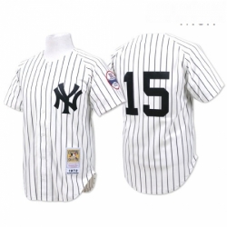 Mens Mitchell and Ness New York Yankees 15 Thurman Munson Replica White Throwback MLB Jersey