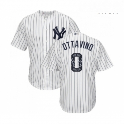 Mens New York Yankees 0 Adam Ottavino Authentic White Team Logo Fashion Baseball Jersey 