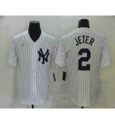 Men's New York Yankees #2 Derek Jeter White Throwback Stitched MLB Cool Base Nike Jersey