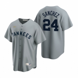 Mens Nike New York Yankees 24 Gary Sanchez Gray Cooperstown Collection Road Stitched Baseball Jerse