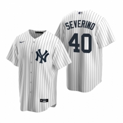 Mens Nike New York Yankees 40 Luis Severino White Home Stitched Baseball Jersey