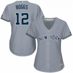 Womens Majestic New York Yankees 12 Wade Boggs Authentic Grey Road MLB Jersey