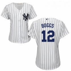 Womens Majestic New York Yankees 12 Wade Boggs Authentic White Home MLB Jersey