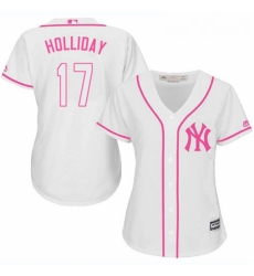 Womens Majestic New York Yankees 17 Matt Holliday Replica White Fashion Cool Base MLB Jersey