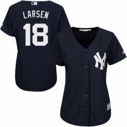 Womens Majestic New York Yankees 18 Don Larsen Authentic Navy Blue Alternate MLB Jersey