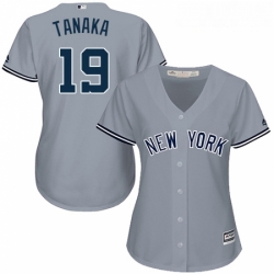 Womens Majestic New York Yankees 19 Masahiro Tanaka Authentic Grey Road MLB Jersey