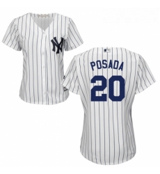 Womens Majestic New York Yankees 20 Jorge Posada Authentic White Home MLB Jersey