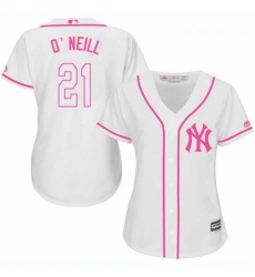 Womens Majestic New York Yankees 21 Paul ONeill Replica White Fashion Cool Base MLB Jersey