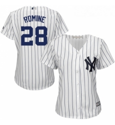 Womens Majestic New York Yankees 28 Austin Romine Replica White Home MLB Jersey