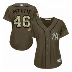 Womens Majestic New York Yankees 46 Andy Pettitte Authentic Green Salute to Service MLB Jersey