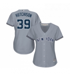 Womens New York Yankees 39 Drew Hutchison Authentic Grey Road Baseball Jersey 