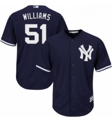 Youth Majestic New York Yankees 51 Bernie Williams Authentic Navy Blue Alternate MLB Jersey