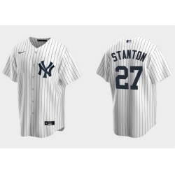 Youth New York Yankees 27 Giancarlo Stanton White Cool Base Stitched Baseball Jersey