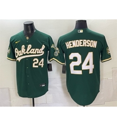 Men Oakland Athletics 24 Rickey Henderson Green With Patch Stitched Jersey Men Oakland Athletics 24 Rickey Henderson Green With Patch Stitched Jersey
