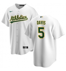 Men Oakland Athletics 5 J D  Davis White Cool Base Stitched Jersey